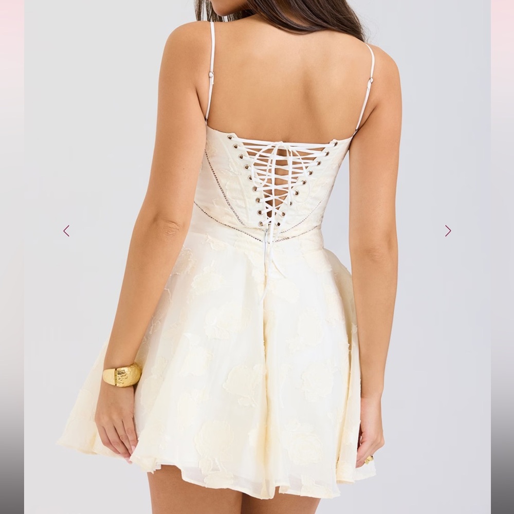 SERENITA - Vintage Cream Floral Mini Dress - Picture 5 of 7